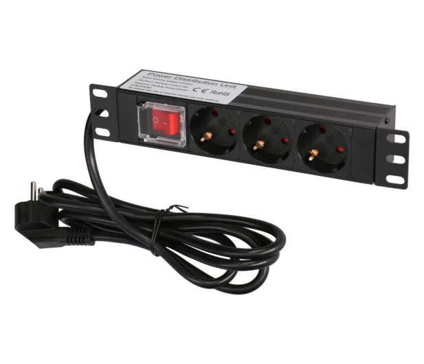 ExtraLink 10" 1U 3 Socket EU Type Power PDU Listwa zasilająca - 1545144 - zdjęcie